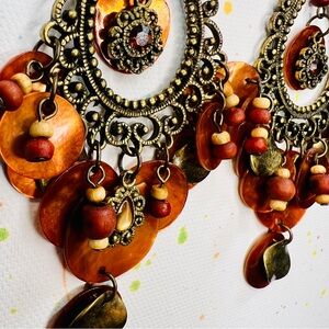 Vintage-Inspired Dangle Earrings warm toned bohemian gypsy style